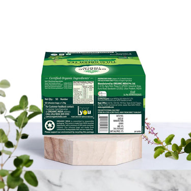 A TATA Product - Organic India Tulsi Green Tea Classic - 50 Tea Bags, Stress Relieving, Uplifts Mood, Rich in Antioxidants, Blend of Rama, Krishna & Vana Tulsi, Certified Organic